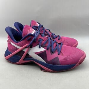 Diadora B.Icon 2 Tennis Shoes Women Size 9.5 Pink Blue Mesh Comfort Low Sneakers